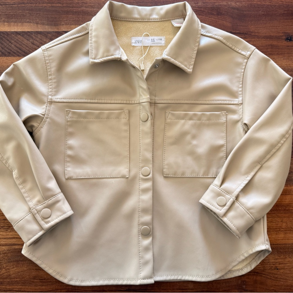 Kids Zara Tan Faux Leather Jacket